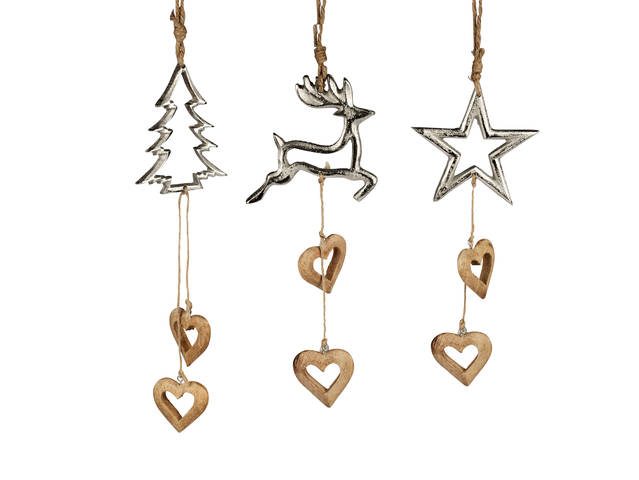 Produktbilder Bollweg Hänger Alu & Mango-Holz  Baum, Rentier, Stern
