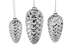 Bollweg Deko-Zapfen 16cm Weiss-Silber