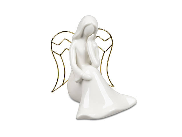 Produktbilder Bollweg Engel sitz.13cm Porzellan+Meall