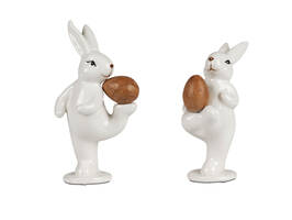 Bollweg Hase steh.14cm Holzoptik+Weiss