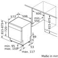 Abbildung Siemens SN43ES01BD Unterbau-Geschirrspüler60 cm Dimensionszeichnung